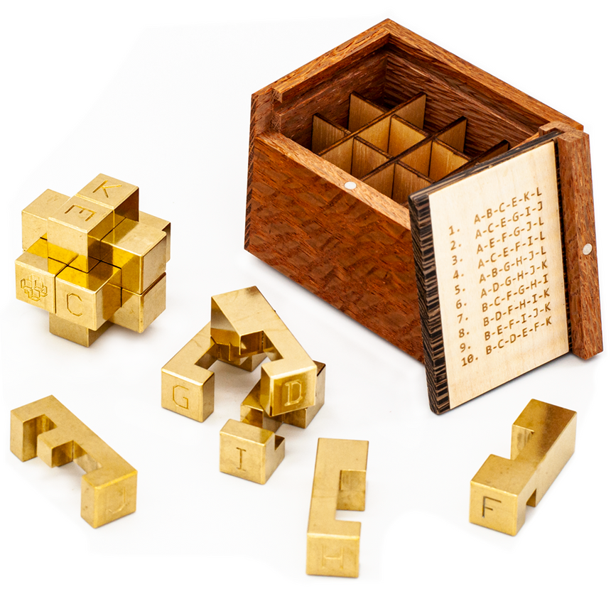 Puzzle games for adults, metal puzzles, and interlocking burr puzzles by Cubic Dissection